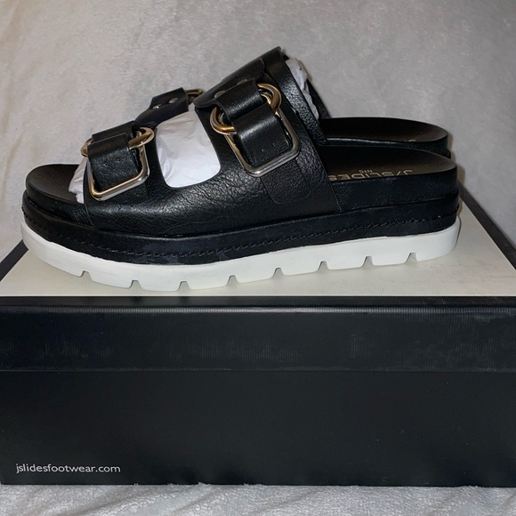 NWT J/SLIDES BAHA Black Leather Sandal - Picture 13 of 16